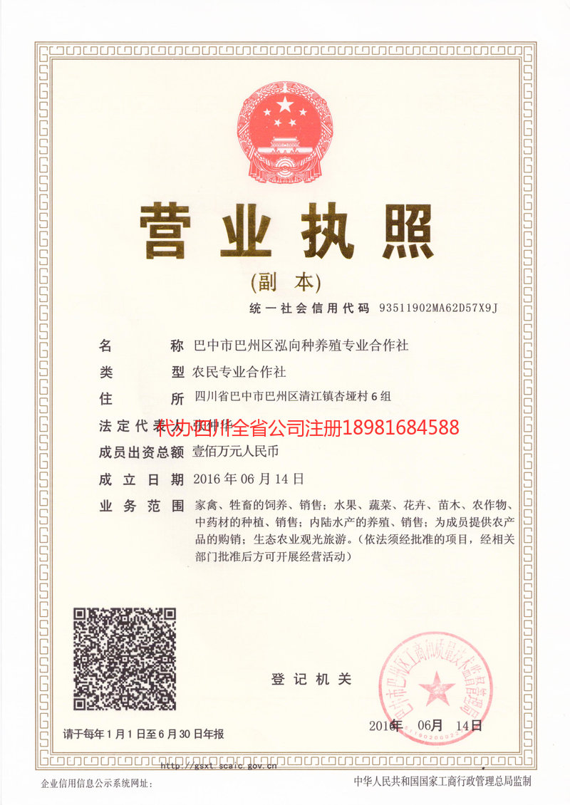 旺苍旺苍泓向种养殖专业合作社